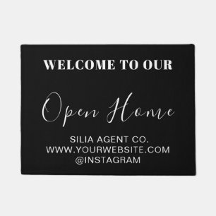 Black Modern Open House Real Estate Realtor  Doormat