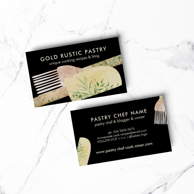 Black Modern Pastry Chef Cake Maker bakery Business Card (bakery business  chef)