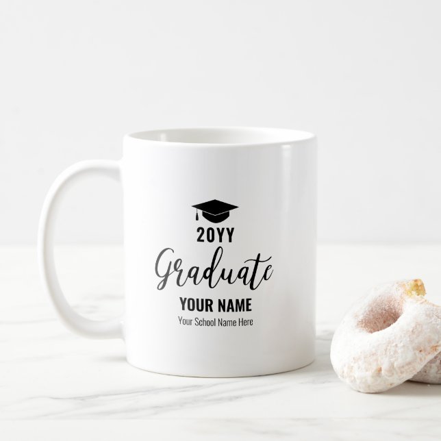 Black | Modern Personalized Graduation Gifts Mug (With Donut)