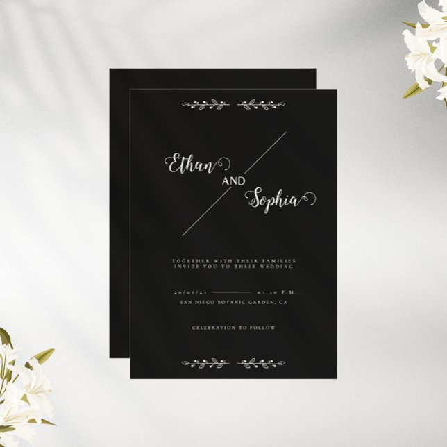 Black Modern Personalized Wedding Invitation Card (Creator Uploaded)