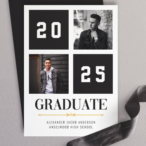 Black Modern Photo Collage Grad Announcement