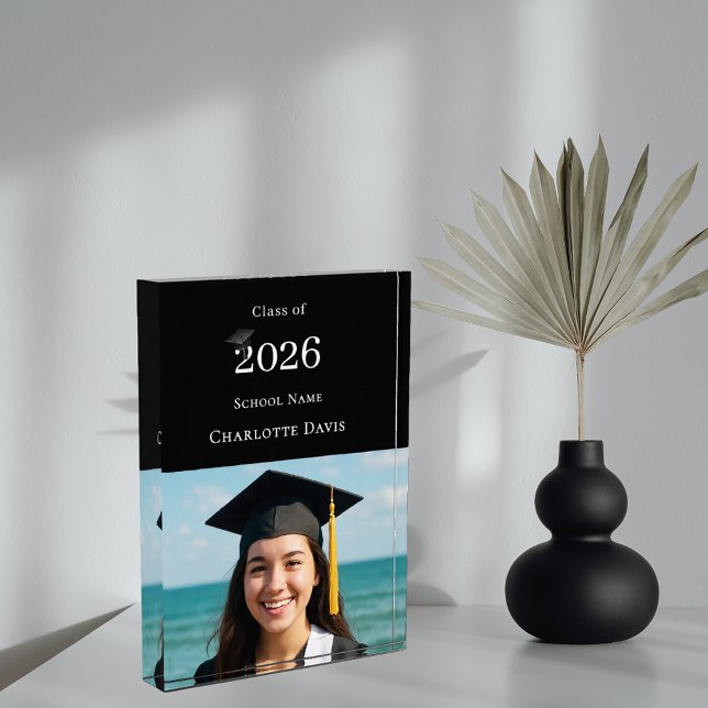 Black modern photo Graduate Acrylic Award (Creator Uploaded)