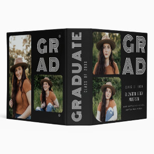 Black Modern Photo Graduation 3 Ring Binder