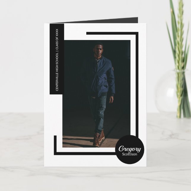 Black Modern Photo Graduation Invitation (Front)