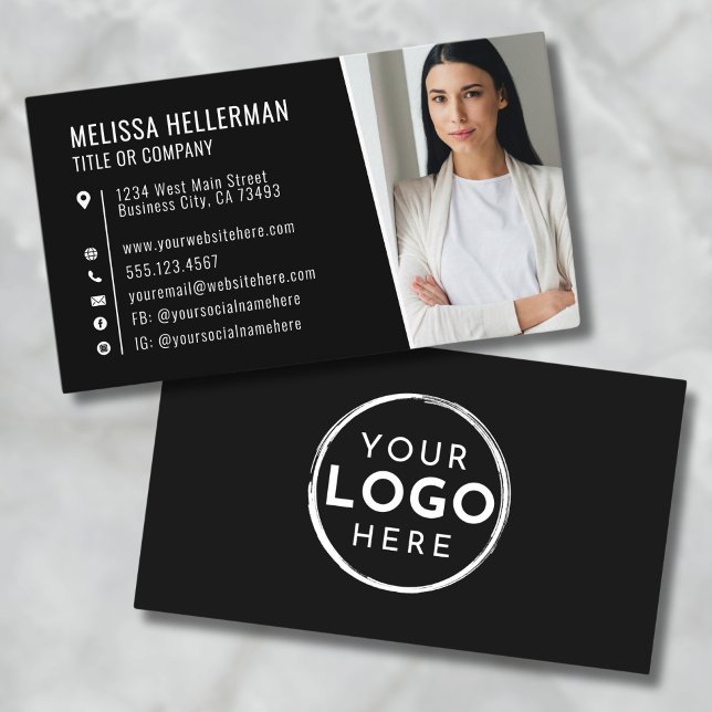 Black Modern Photo Logo Professional Business Card (Black Modern Photo Logo Professional Business Card )