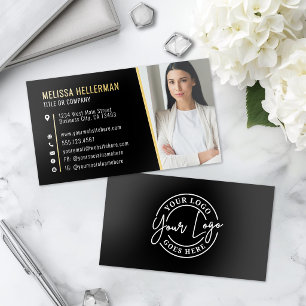 Black Modern Photo Logo Professional Foil Business Cards