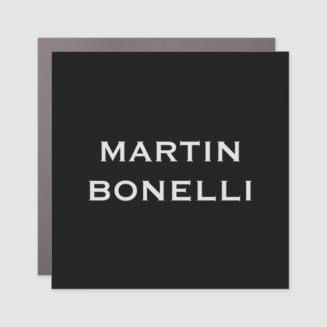 Black Modern Plain Minimalist Car Magnet (Front)