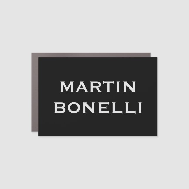 Black Modern Plain Minimalist Car Magnet (Front)