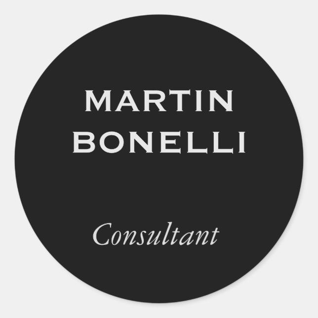 Black Modern Plain Minimalist Classic Round Sticker (Front)