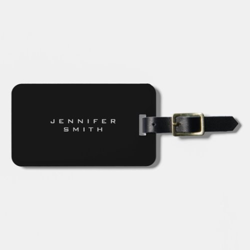 Black Modern Plain Minimalist Traveler Luggage Tag