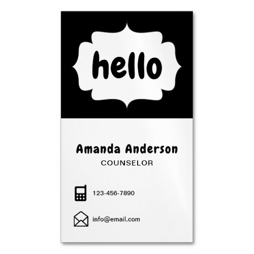 Black Modern Professional Counselor Business Card Magnet