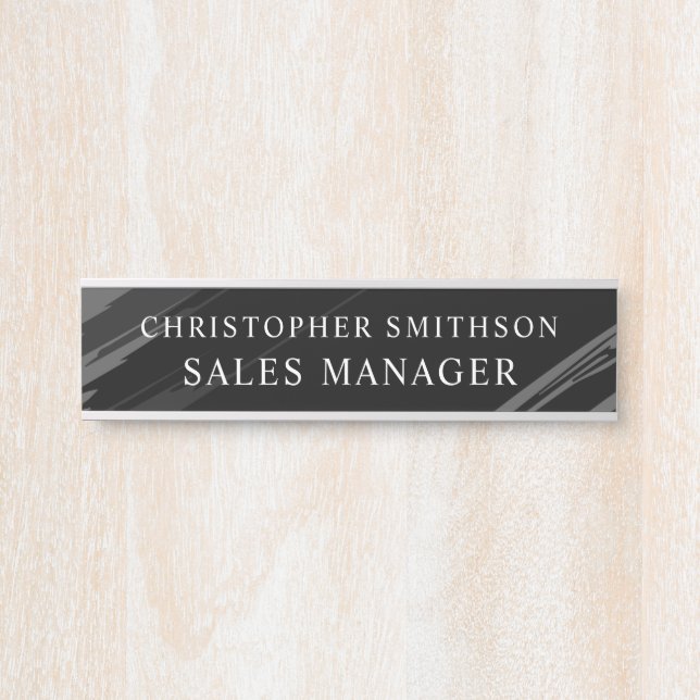  Black Modern Professional Plate Changeable Office Door Sign (Front)