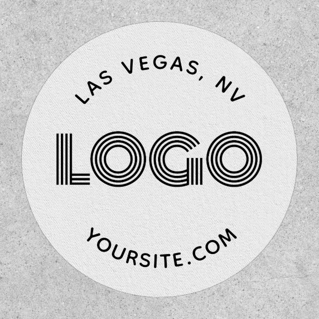 Black Modern Rectangular Logo Curved Text Patch (Front)