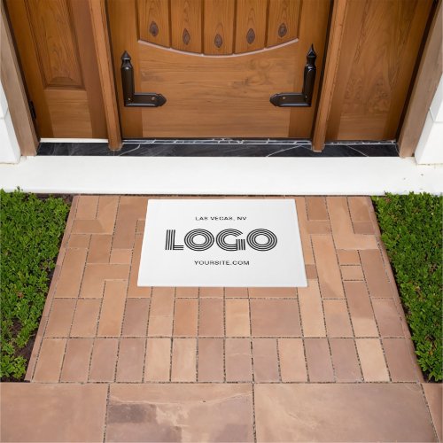 Black Modern Rectangular Logo Doormat