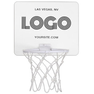 Black Modern Rectangular Logo Mini Basketball Hoop