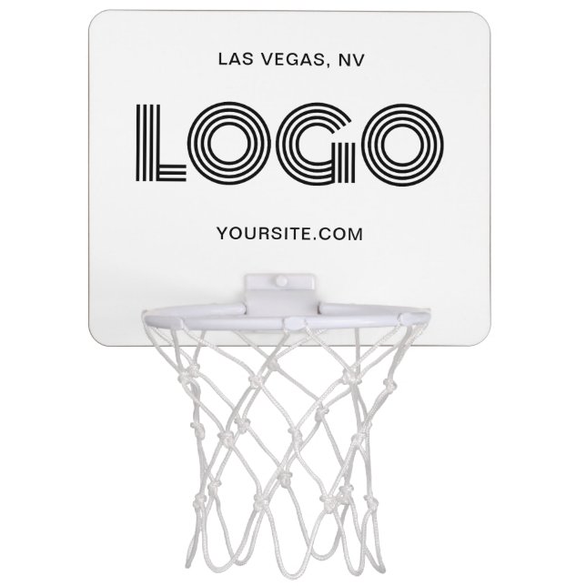 Black Modern Rectangular Logo Mini Basketball Hoop (Front)
