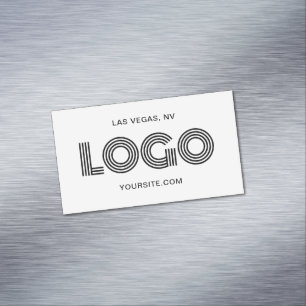 Black Modern Rectangular Logo Promotional Business Card Magnet