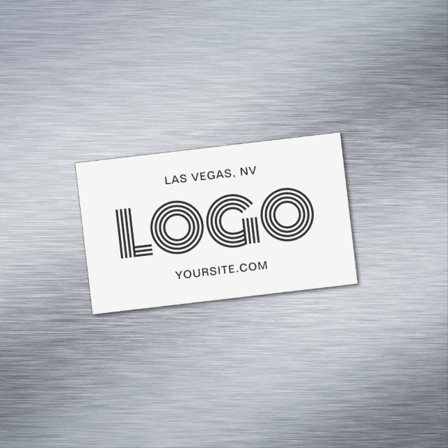 Black Modern Rectangular Logo Promotional Business Card Magnet (In Situ)