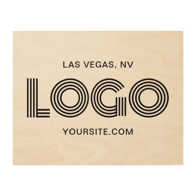 Black Modern Rectangular Logo Wood Wall Art (Front)