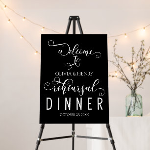 Black Modern Rehearshal Dinner Welcome Sign