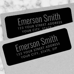 Black modern return address label