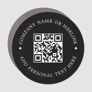 Black Modern Round QR Code Scan Me Bumper Car  Magnet