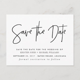 Black Modern Save the Date Announcement Postcard