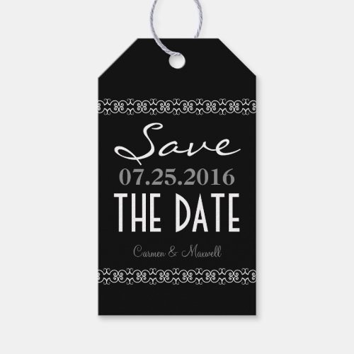 Black Modern Save The Date Wedding Favor Tags