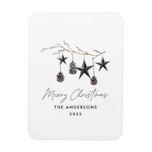 Black modern scandi elegant script Christmas Holid Magnet