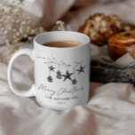 Black modern scandi elegant script Christmas photo Mug<br><div class="desc">Black modern elegant rustic watercolor beige natural Scandinavian contemporary muted colors beige,  black and white photo holiday Christmas card.</div>