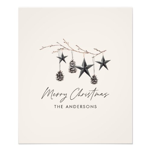 Black modern scandi elegant script Christmas Photo Print