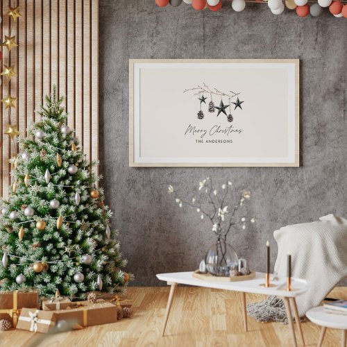Black modern scandi elegant script Christmas Photo Print