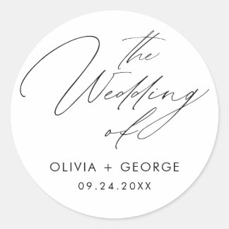 Black Modern Script Calligraphy Classic Round Sticker