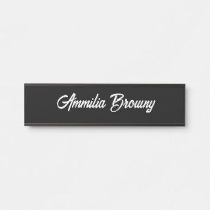 Black Modern Script   Custom Desk Nameplate