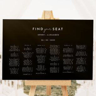 Black Modern Script Horizontal Seating Chart Foam Board