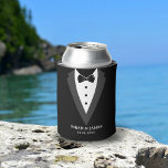 Black Modern Script Personalized Groomsmen Can Coo Can Cooler at Zazzle