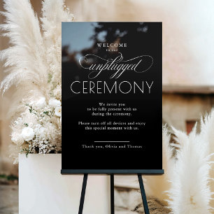 Black Modern Script Unplugged Ceremony Acrylic Sign