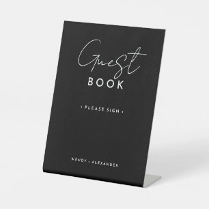 Black Modern Script Wedding Guest Book Sign