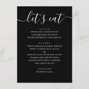 Black Modern Script Wedding   Minimalist Casual Menu