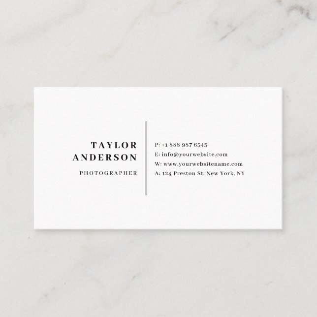 Black Modern Serif Typography Minimalist Business Card (Front)