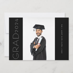 Black Modern Sideways Grad Photo Announcement