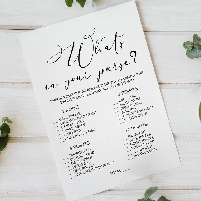 Black Modern Simple Bride Game Whats In Your Purse Flyer (Creator Uploaded)