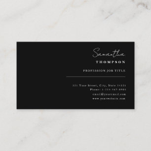 Black Modern Simple Classy Plain Business Card