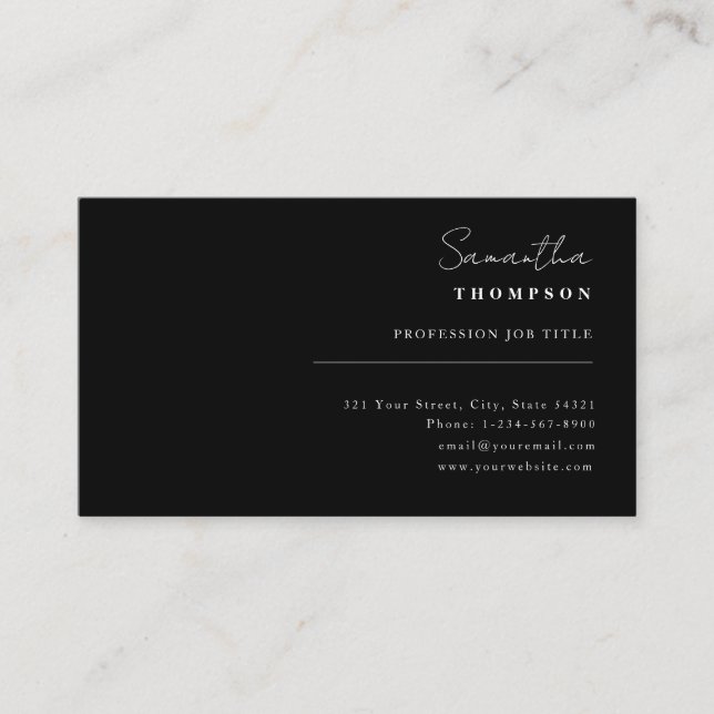Black Modern Simple Classy Plain Business Card (Front)