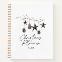 Black modern simple elegant script Christmas Notebook