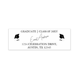 Black Modern Simple Graduation Return Address Self-inking Stamp