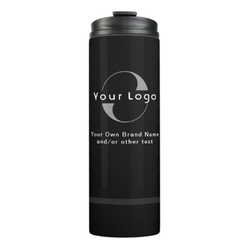 Black Modern Simple Minimal Business Logo Branded  Thermal Tumbler