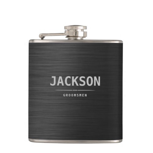 Black Modern Simple Name Personalized Groomsmen Flask