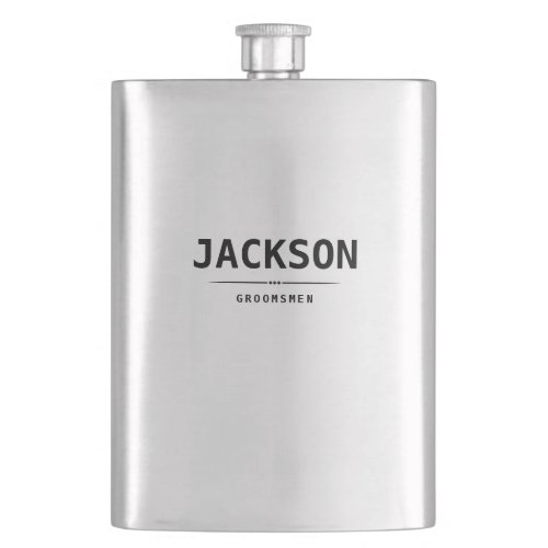 Black Modern Simple Name Personalized Groomsmen Flask