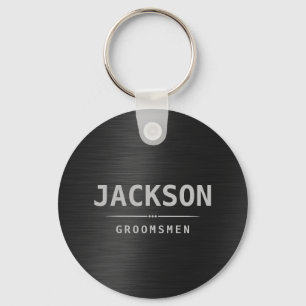 Black Modern Simple Name Personalized Groomsmen Keychain